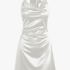White Satin Halter Dress